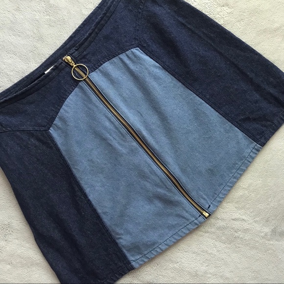 Lykke Wullf Dresses & Skirts - Lykke Wullf Monica Two-Tone Denim Zip Skirt Large